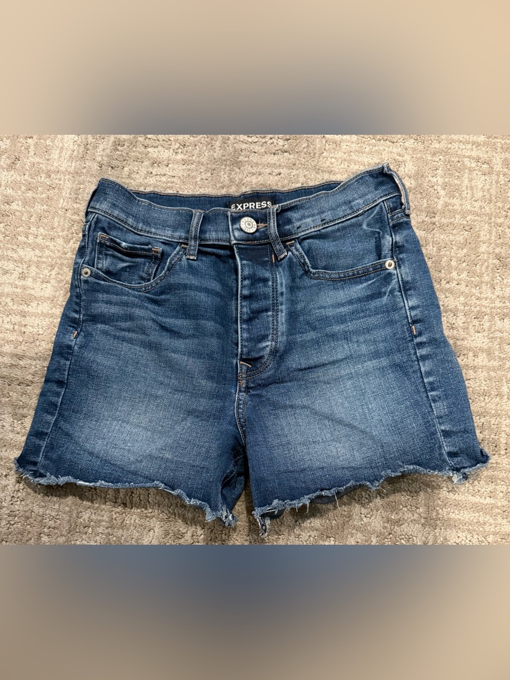 Express Blue Distressed Denim Cutoff Shorts